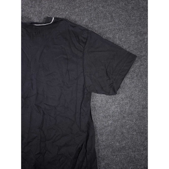 Badge Shirt Mens Small S Stretch Black Regular Short Sleeve V Neck Y2K NWT - Picture 10 of 11